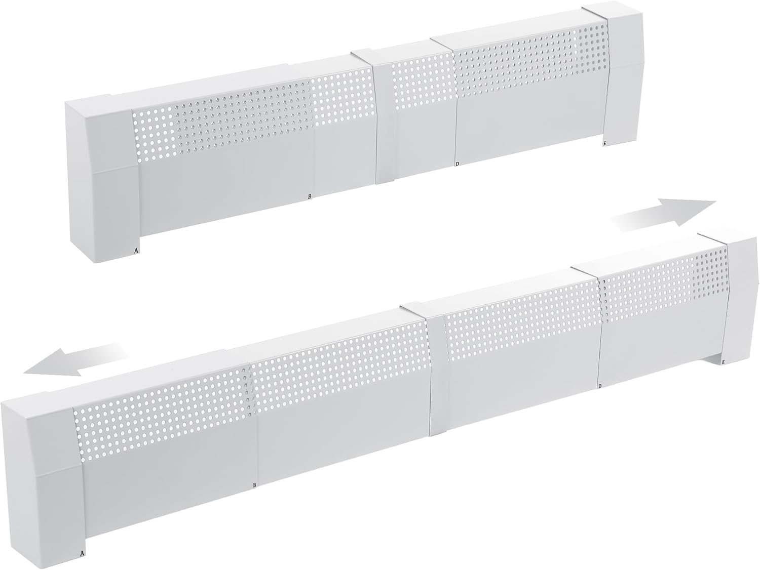 Saillong 4 ft 3ft Baseboard Heater Cover, Retractable Aluminum Alloy Slip On Baseboard Front Covers, Left and Right Endcaps, Rust Resistant for Bathroom & Hydronic System, Replacing Old Cover, White