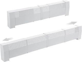 Saillong 4 ft 3ft Baseboard Heater Cover, Retractable Aluminum Alloy Slip On Baseboard Front Covers, Left and Right Endcaps, Rust Resistant for Bathroom & Hydronic System, Replacing Old Cover, White