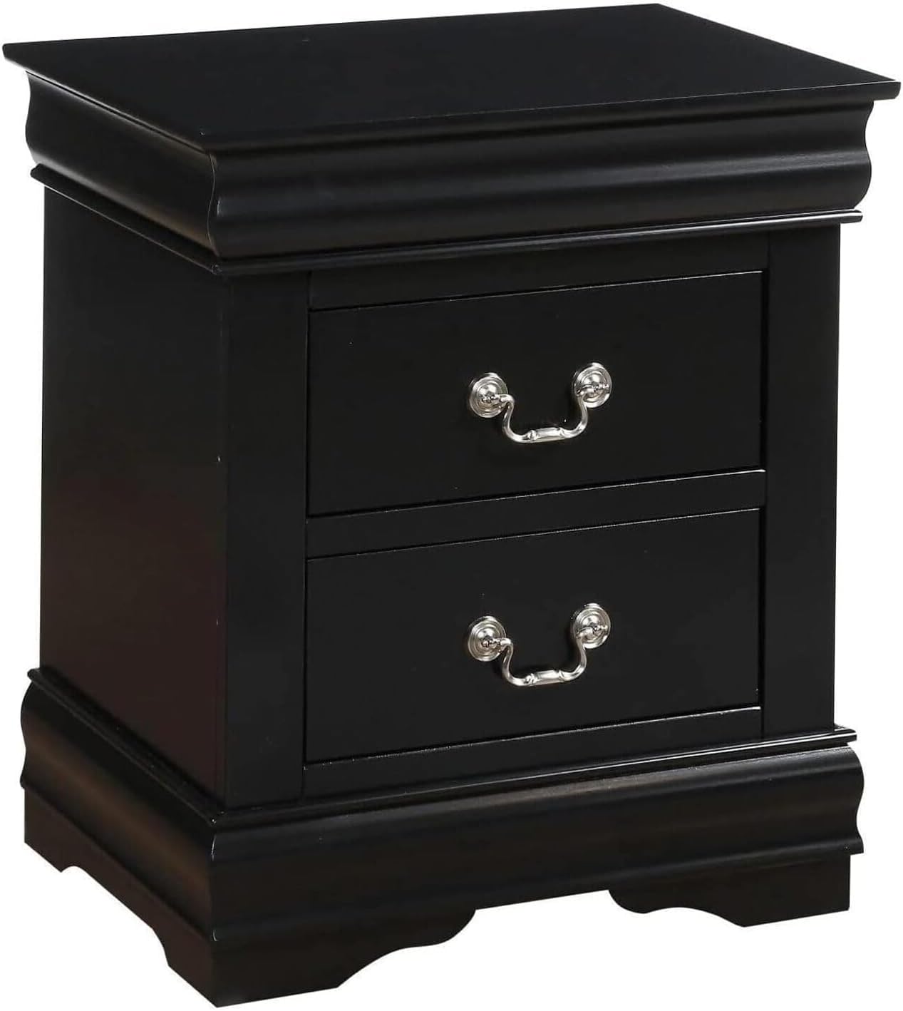 HomeStock Baroque Brilliance Nightstand with 2 Wood Drawers, Durable Hardware, Sturdy Construction, Ideal for Modern Bedrooms, Functional Bedroom Storage Nightstand Black