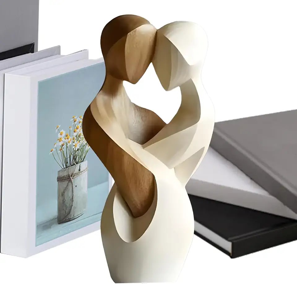 Escultura de casal de madeira - Enfeite de casal de mesa feito à mão 2D, enfeite de arte de decoração de casamento para mesa, prateleira, mesa, sala de estar, aparadores de quarto de criança