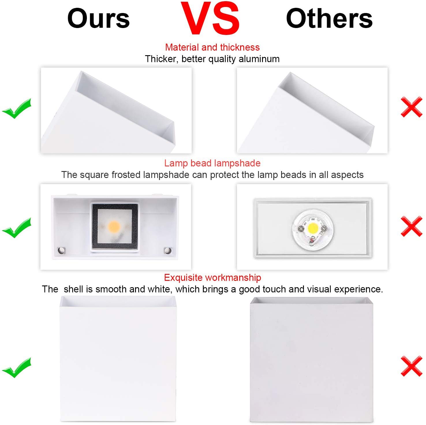 Applique da parete LED, Moderna Lampada da Parete Interno 3000K su e giù per lampada da parete per soggiorno, camera da letto, corridoio (4PCS-12w Bianco Caldo IP65)