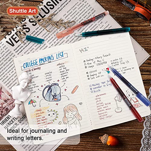 Liquid Ink Rollerball Pens, Shuttle Art 12 Vintage Colors Quick Drying 0.5Mm Extra Fine Point Long Lasting For Writing Journaling Taking Notes Doodling School Office Home #TOP4