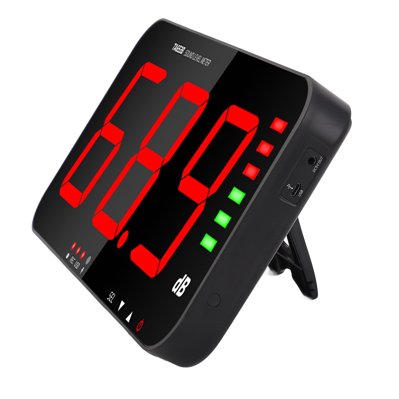 Jiawu Registrador de Medidor de Decibelios de Montaje en Pared, Medidor de Nivel de Sonido Industrial de Pantalla Grande DB con Alarma de Zumbador, de Decibelios de Ruido de Precisión de ± 1,5 DB para