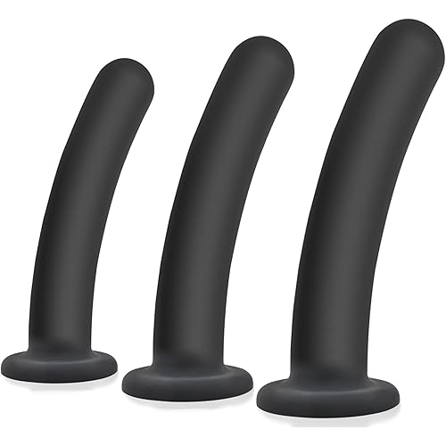 Anal Dildo Anal Plug 3 Sizes Butt Plug Trainer Kit, Silicone Black Dildo with Strong Suction Cup Prostate Vaginal G Spot Anal Toys Sex Toys for Men Women (Black)
