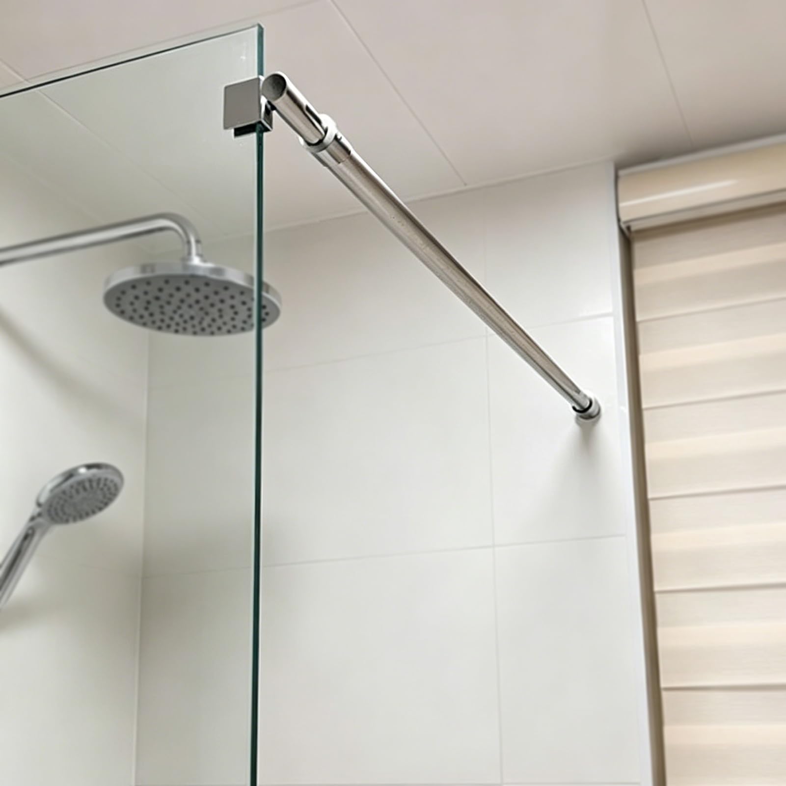 Dailify Dia 19Mm Shower Screen Support Bar Extendible Shower Support Bar Stabilizer, No Drilling Bathroom Door Telescoping Arm 304 Stainless Steel, Secure Frameless Glass Brace Bracket(,L 30-50Cm/11.8-19.6")