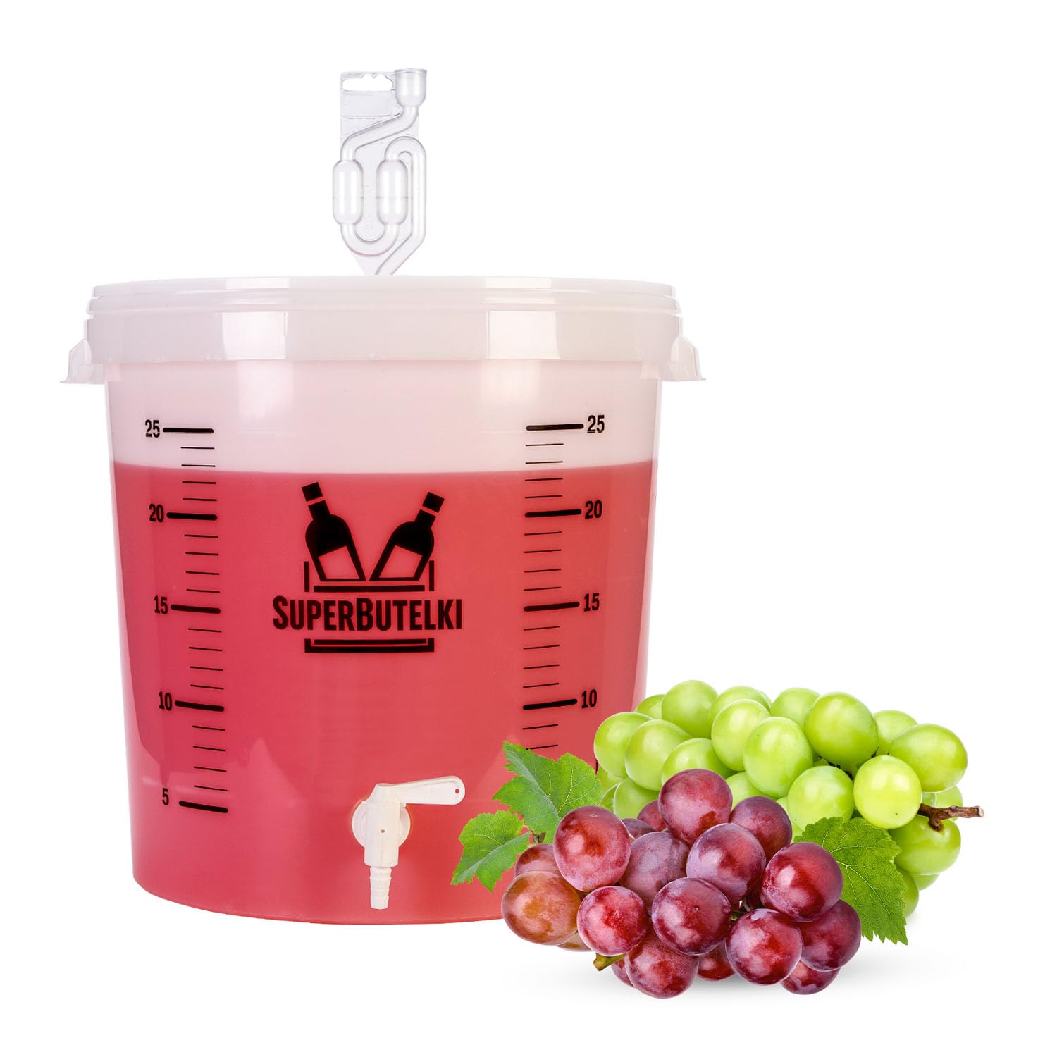 Cubo de fermentación de 30 L con escala, tubo de fermentación y grifo de drenaje. Cubo ligero con tapa para fermentación de vino, cerveza y fermentación en casa. Perfecto para