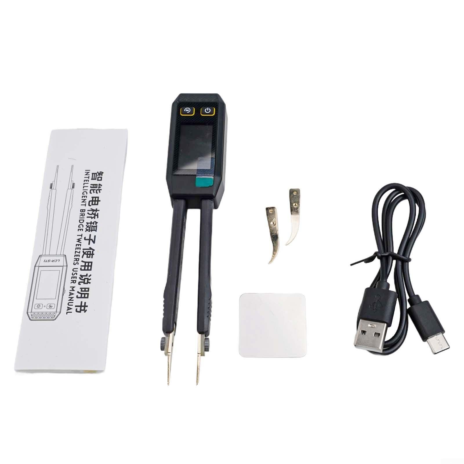 LCR-ST1 - Pinzetta digitale LCR intelligente con display a colori da 1,14", frequenze di test 100Hz/1kHz/10kHz per FNIRSI LCR-P1 pinzette placcate oro