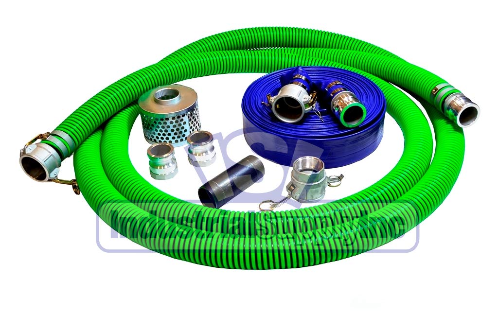 EPDM Rubber Suction Hose - 2" x 20' - Fits Honda - 50' Blue Discharge - Industrial Supply