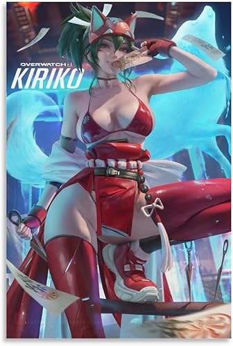 Kiriko - Póster de videojuegos grandes y sexys de anime, 18 pósteres artísticos sin censura y arte de pared, póster moderno para decoración de