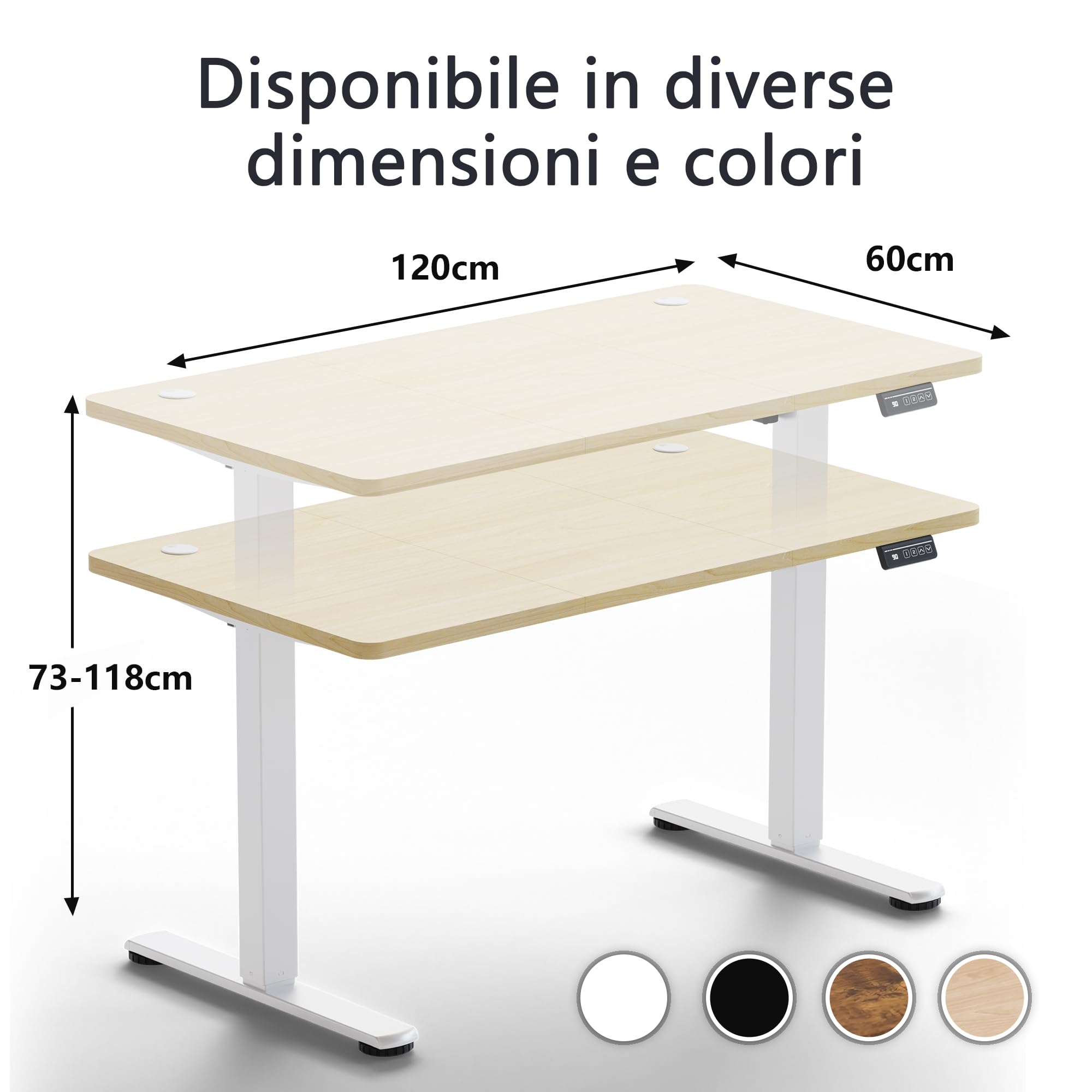 JUMMICO 120×60 cm Scrivania regolabile in altezza, telecomando 4 tasti con funzione memoria e gancio integrato, ideale per ufficio, studio e gaming, Beige | Scrivania per computer regolabile in altezza con 2 memorie, postazione di lavoro ergonomica con pa