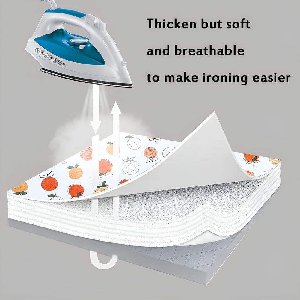 Orange Pattern Ironing Board Cover, Toggle Fastening, Thickened Back Pad for Quick and Wrinkle-Free Ironing(55.1 x 19.6 in (140 x 50 cm))