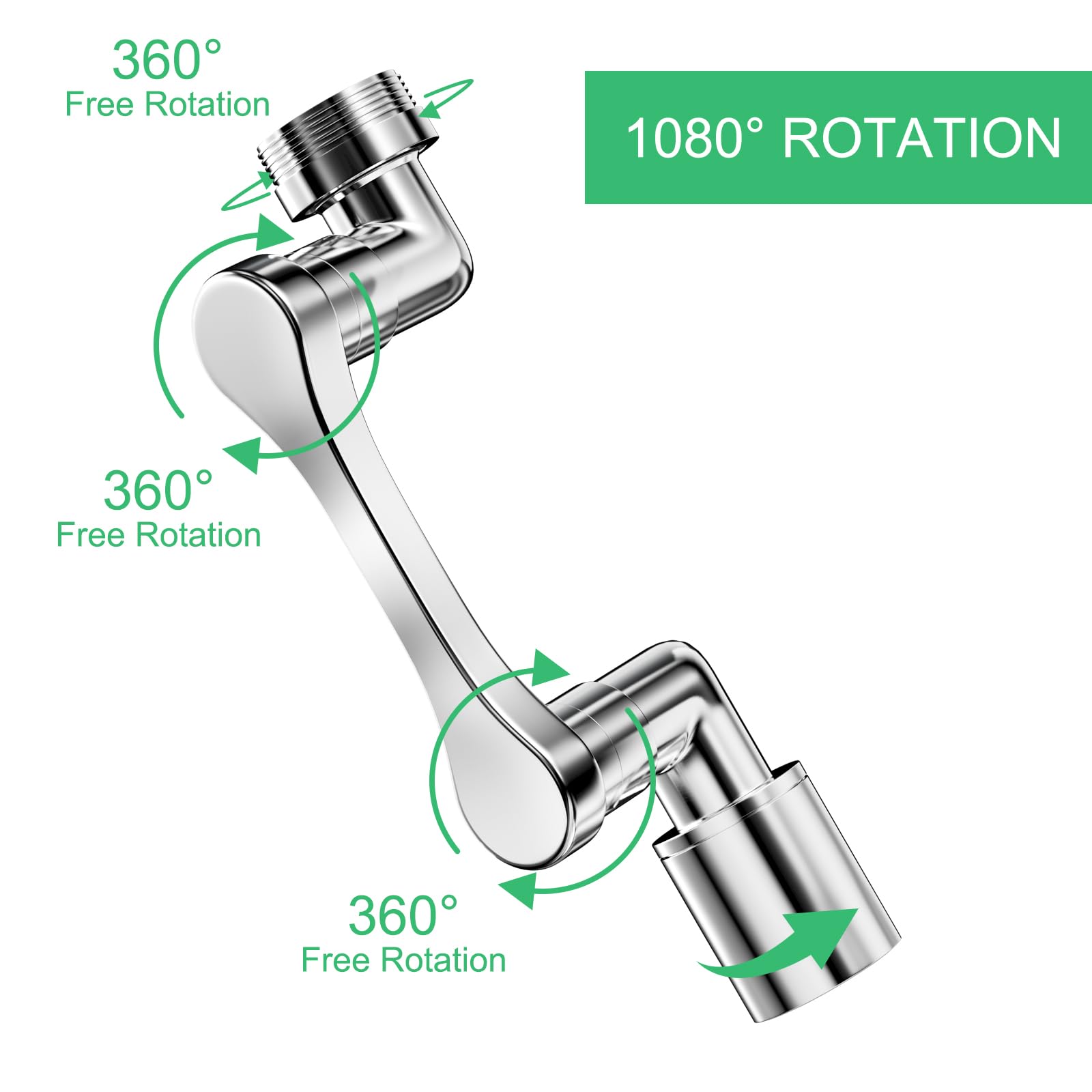 Aireador de Grifo Extensor Giratorio 1080°, Universal Extension Difusor Con 2 Modos de Chorro para Baños y Cocinas
