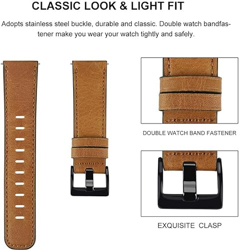 Miniatura 3 de Compatible con Samsung Galaxy Watch de 1.811in, 0.866in, correa de cuero genuino para Samsung Gear S3 FrontierHuawei Watch GT 2 de 1.811in, correa