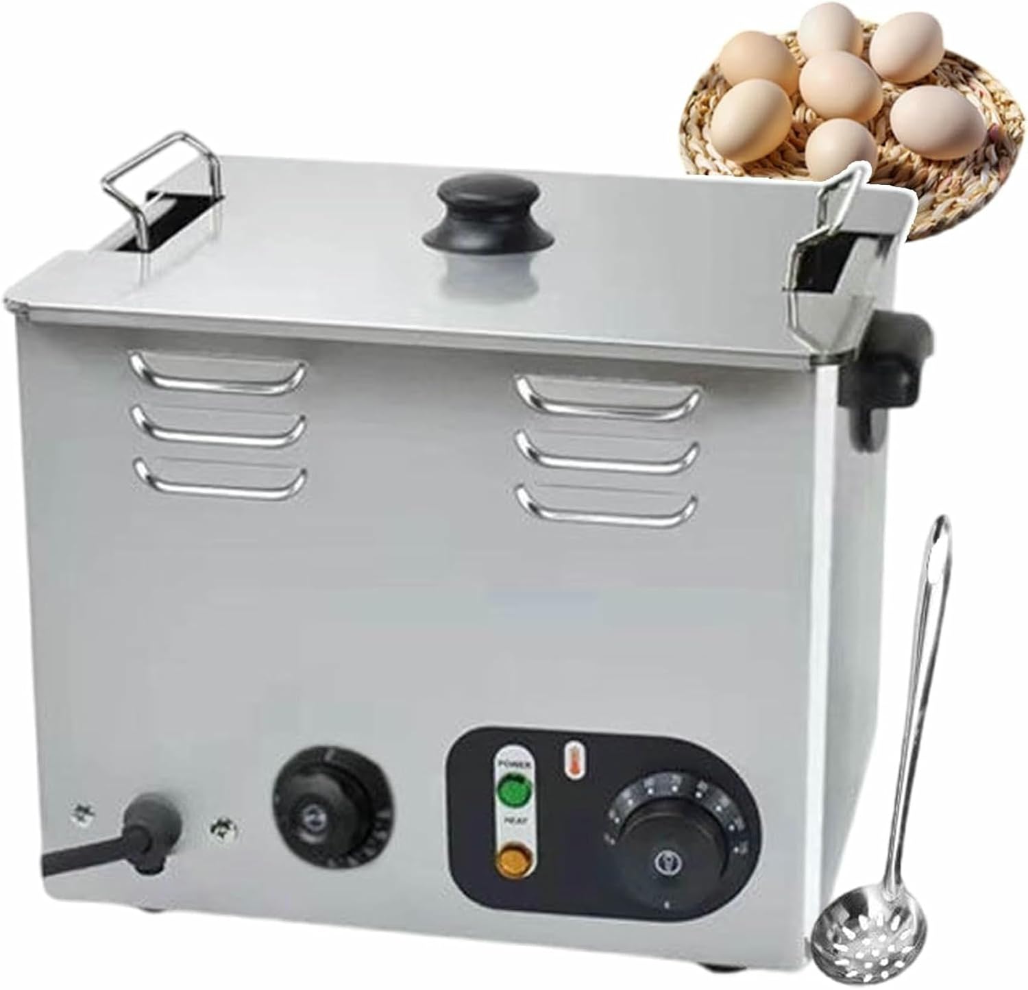 6 L Commercial Egg Cooker With Mesh Basket And Strainer, Electrical Steamer For 45 Eggs, Large -Capacity Stainless Steel, Ideal For Restaurants, Coffee Shops And Teteriahs ~/