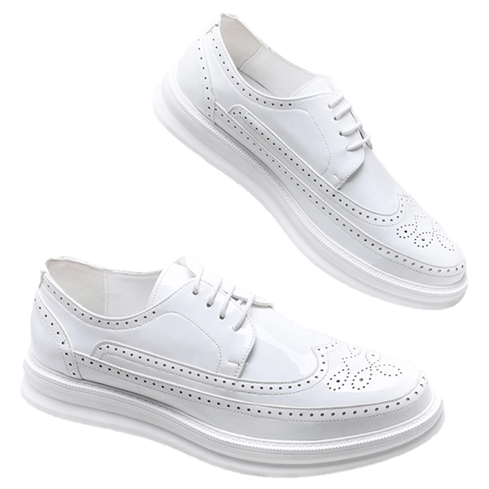 ANUFER Uomini Piattaforma Brogue Scarpe da Sera Pelle in Microfibra Allacciare