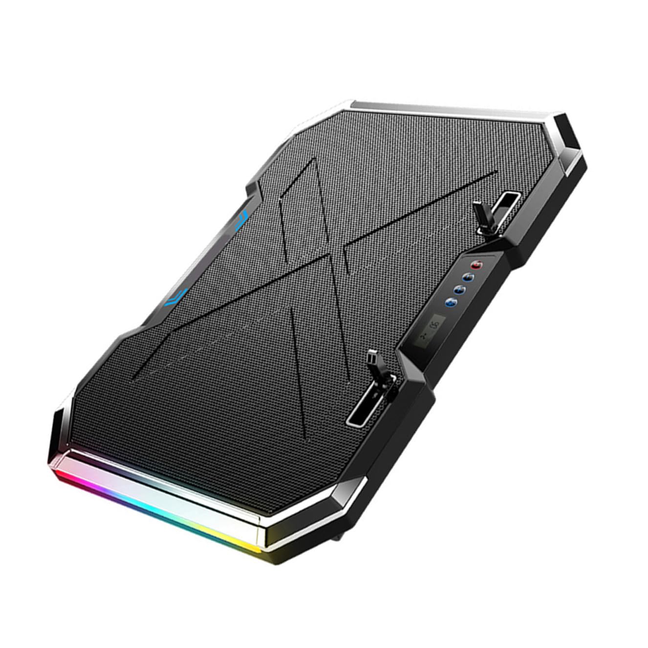 BESTonZON Refroidisseur en Ordinateur Support de Portable Jeu Ventilé Alliage Noir, Réglage 7 Angles et Commande Tactile LCD Meilleure Dissipation