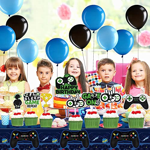 Nitcan 36 Pieces Gamer Boy Video Gaming Party Theme Cake Cupcake Toppers Decorations,Happy Birthday Cake Cupcake Toppers For Gaming Controller Men Birthday Party (Green) #TOP3