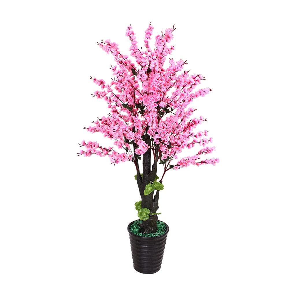 Faux Tree Faux Peach Tree Plant 39 Inches, Fake Blossom Foliage Trimmed Silk, Interior Decorative Artificial Faux Plants Indoor