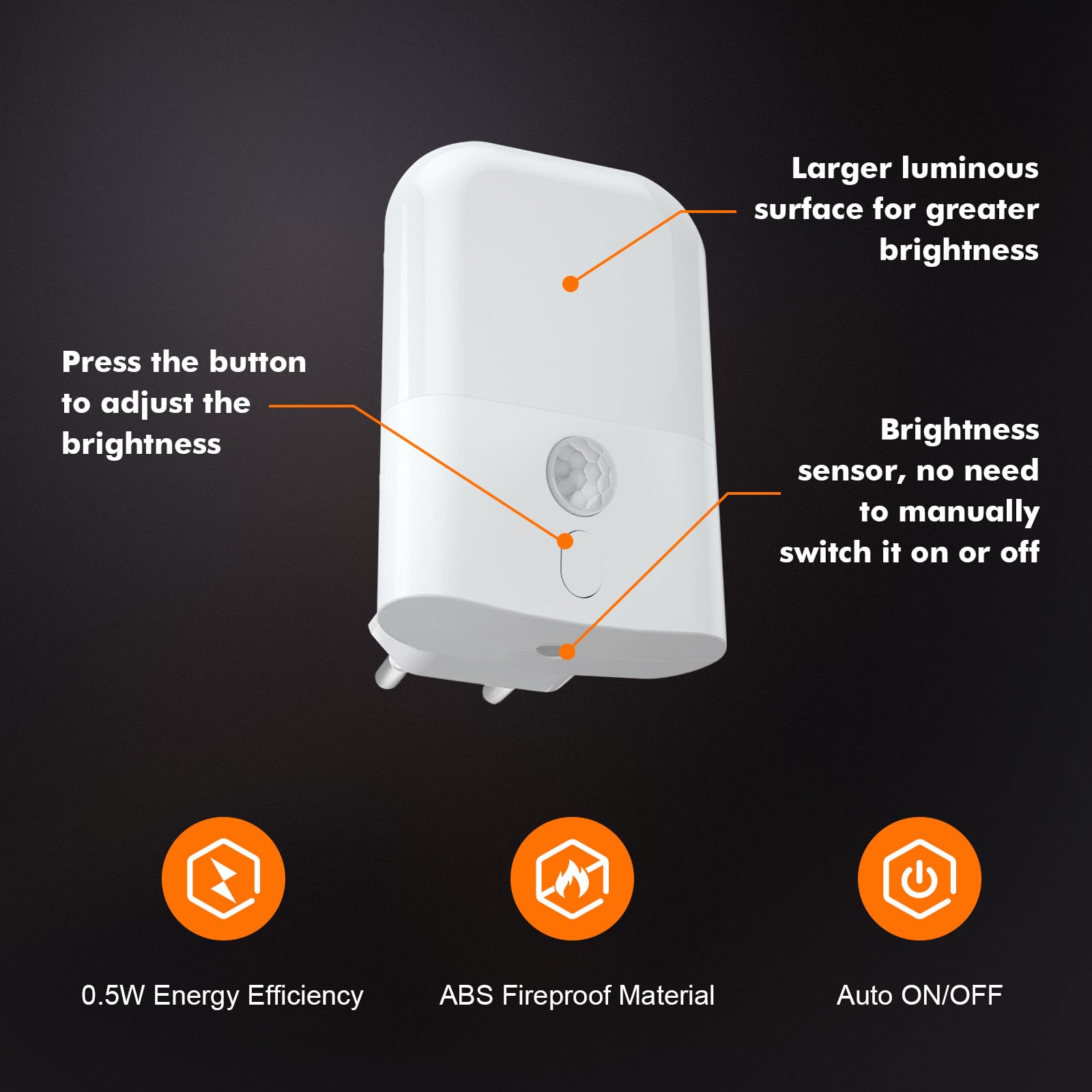 GRIFEMA GD103-1 Luz Nocturna Infantil 5 Niveles de Brillo Ajustables, Luz Nocturna con Sensor de Movimiento para Habitación de Niños, Baño, Pasillo, Cocina, Escaleras, 2700K Blanco Cálido