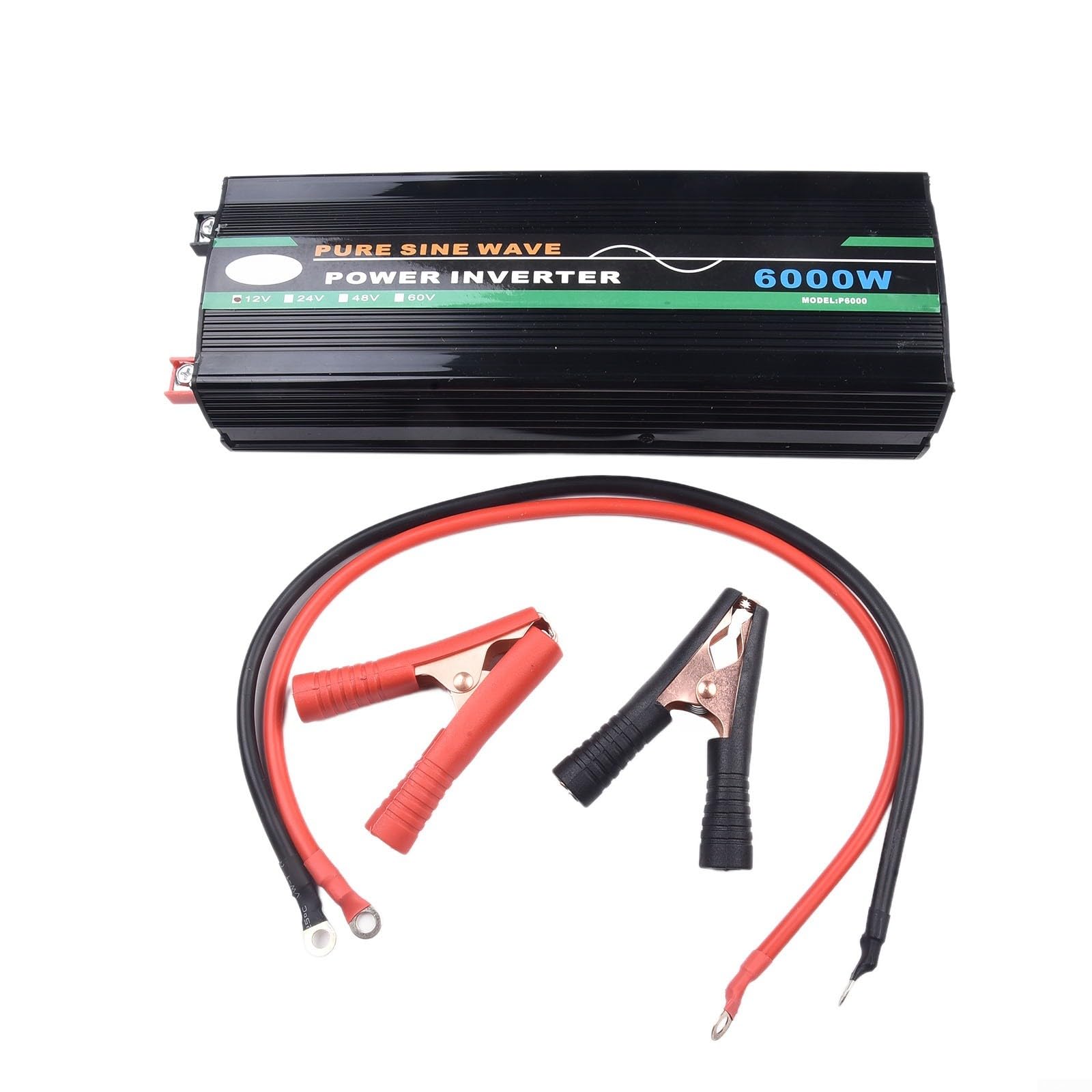 Inversor de corriente de onda sinusoidal pura de 6000 W, con indicador LED para panel solar, hogar, actividades al aire libre (60 V a 220 V)
