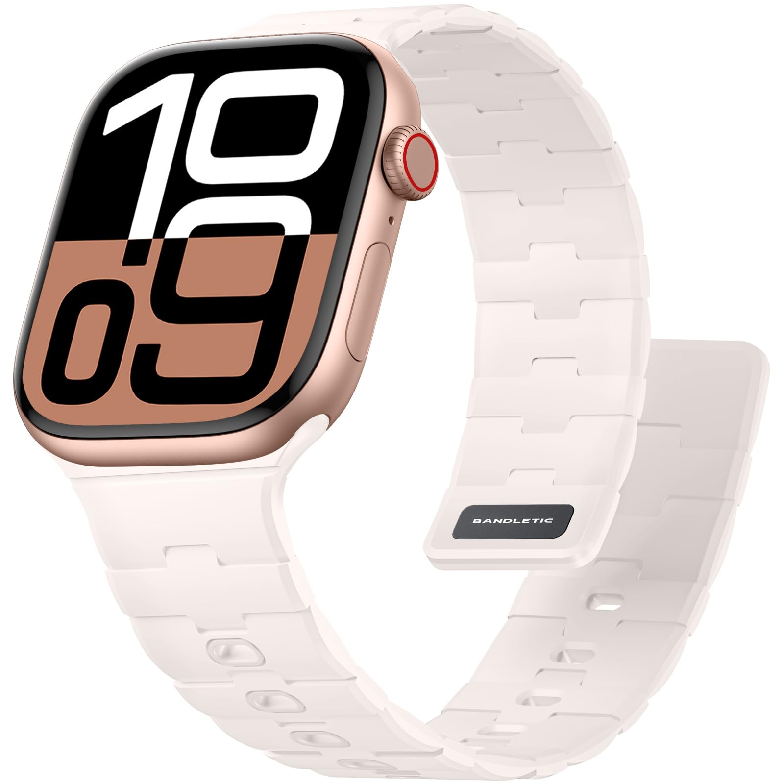 Bandletic Magnetic Silicone Watchband Compatible with Apple Watch Band 44mm 45mm 46mm 49mm 42mm 41mm 40mm 38mm Men Women, Strong Magnet Sport Strap
