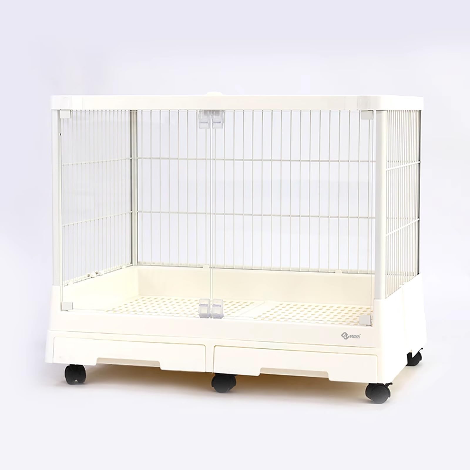 Gabbia Coniglio Nanos 80 cm con Vassoi Estraibili Casetta Coniglio Nanos Facile Pulizia Gabbia for Conigli da Interno su Ruote, Conigliera in Metallo(White)