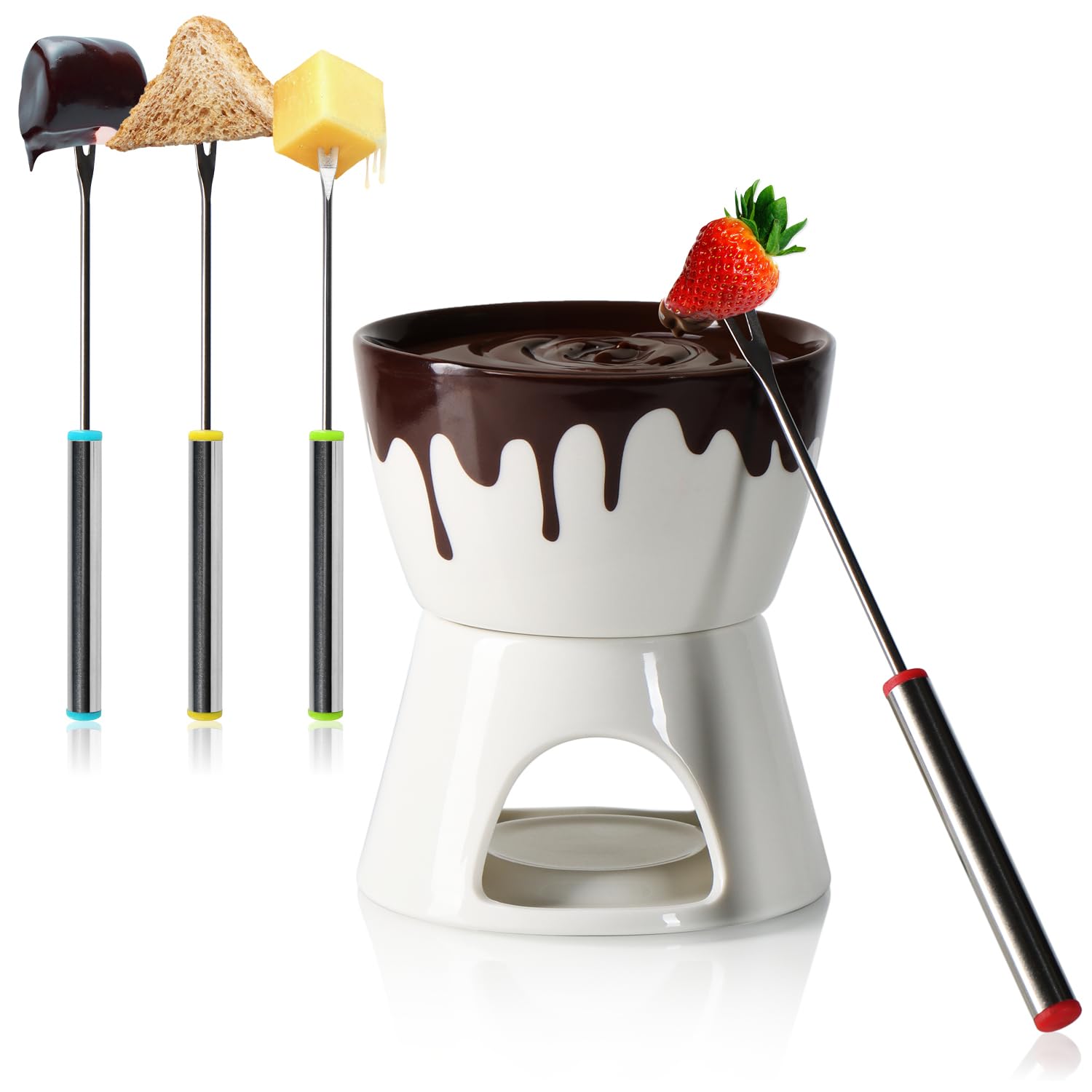 Keramik Schmelztiegel - Fondue Set Für Schokolade Und Käse