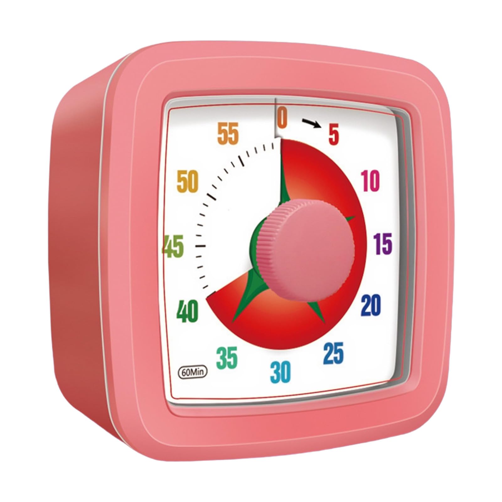 Kangnice Study Alarm with Rainbow Face 60Min Countdown Visual Clock for Children Kitchen Baking ABS Quiet Function Homework Reminder Clock