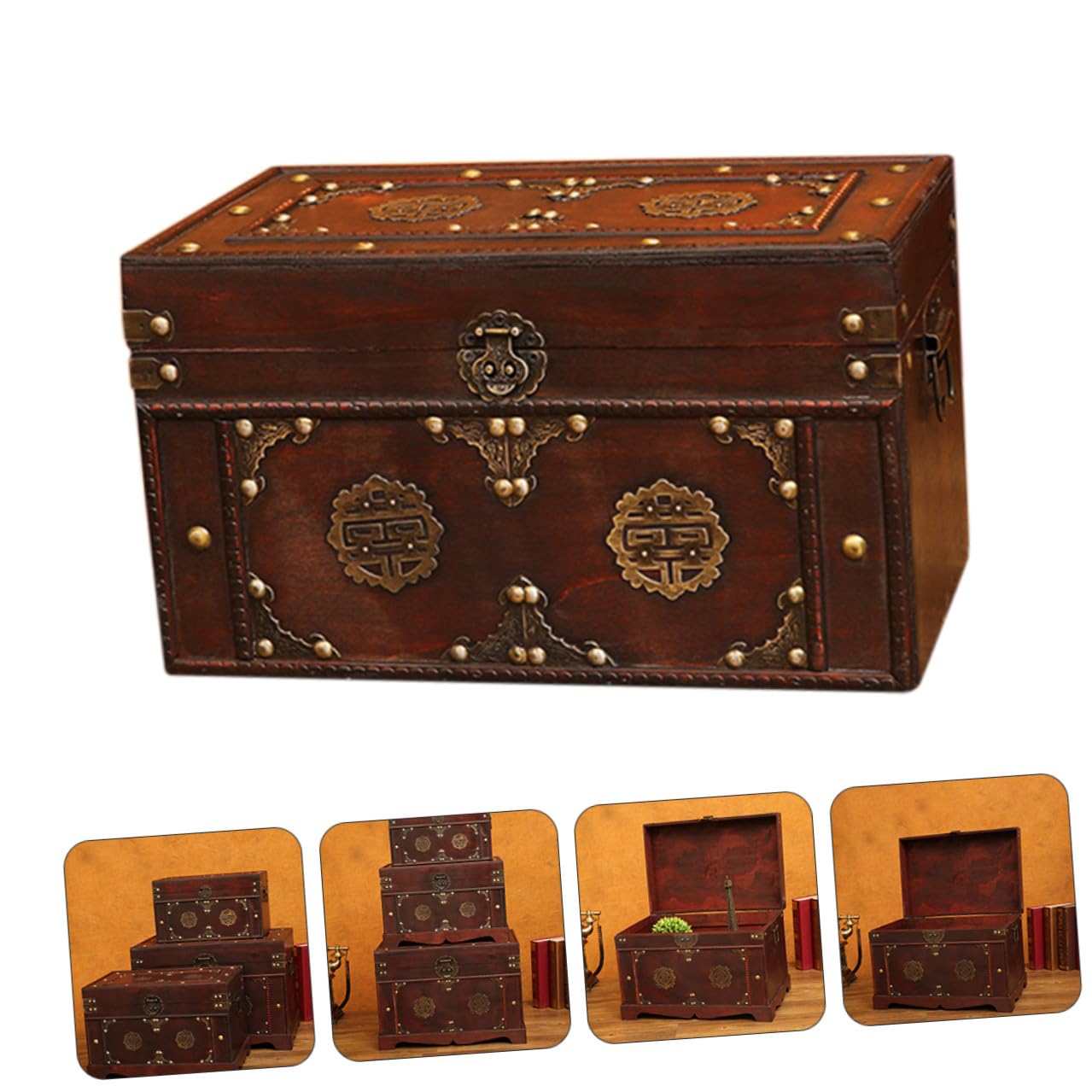 INOOMP Retro Aufbewahrungsbox Vintage Schatzkiste Klein Robuste Dekorationsbox für Schlafzimmer und Wohndeko