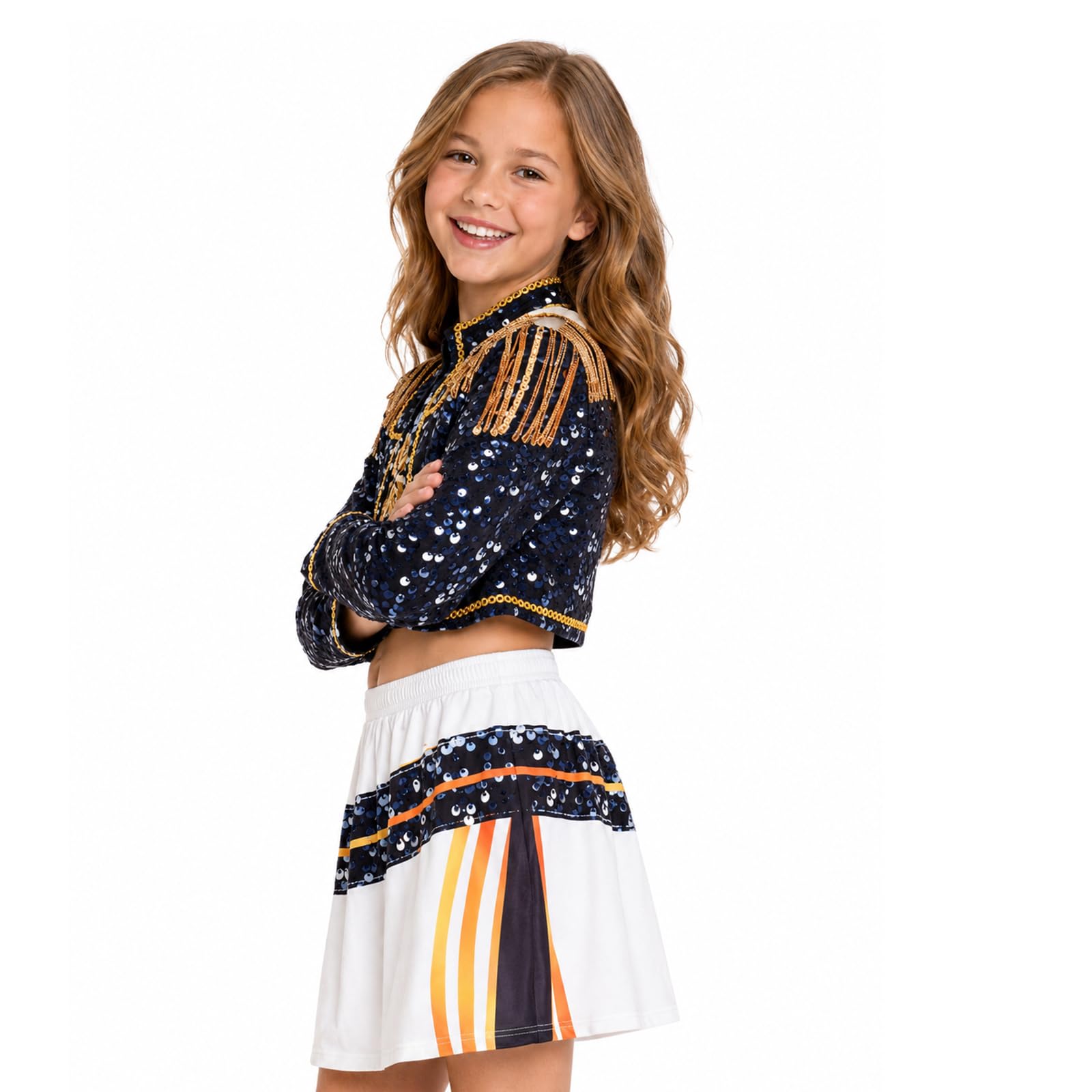 Jirmerp Singer Star Costume Halloween Fancy Dress Outfit Anime Cosplay (Dark Gold, 5-6 Years/120)