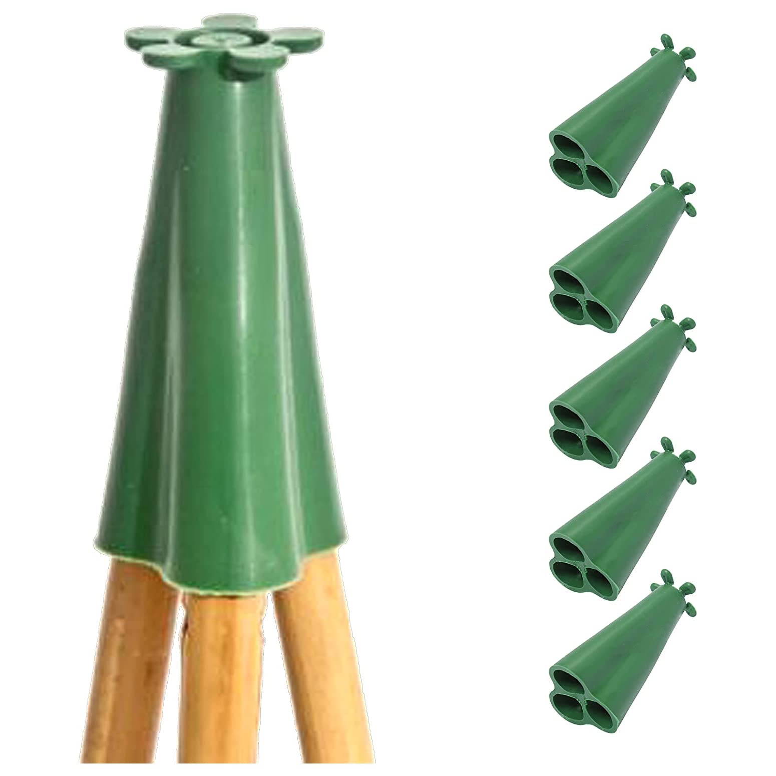 SISI UK Pyramid Wigwam Cone Garden Cane Tops Wigwam Garden Bamboo Cane Grip Top Support Garden Cane Topper Protectors for Bamboo Plant Support Stick Canes Pack of 5.