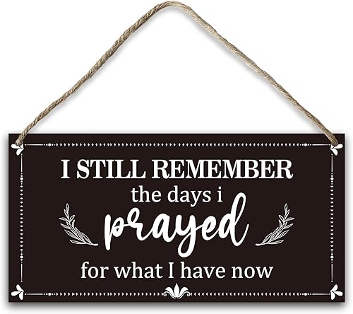 Miniatura 1 de Placa colgante de madera cristiana con texto en inglés "I Still Remember the days I Pray", letrero para colgar en la puerta de la pared del hogar (5