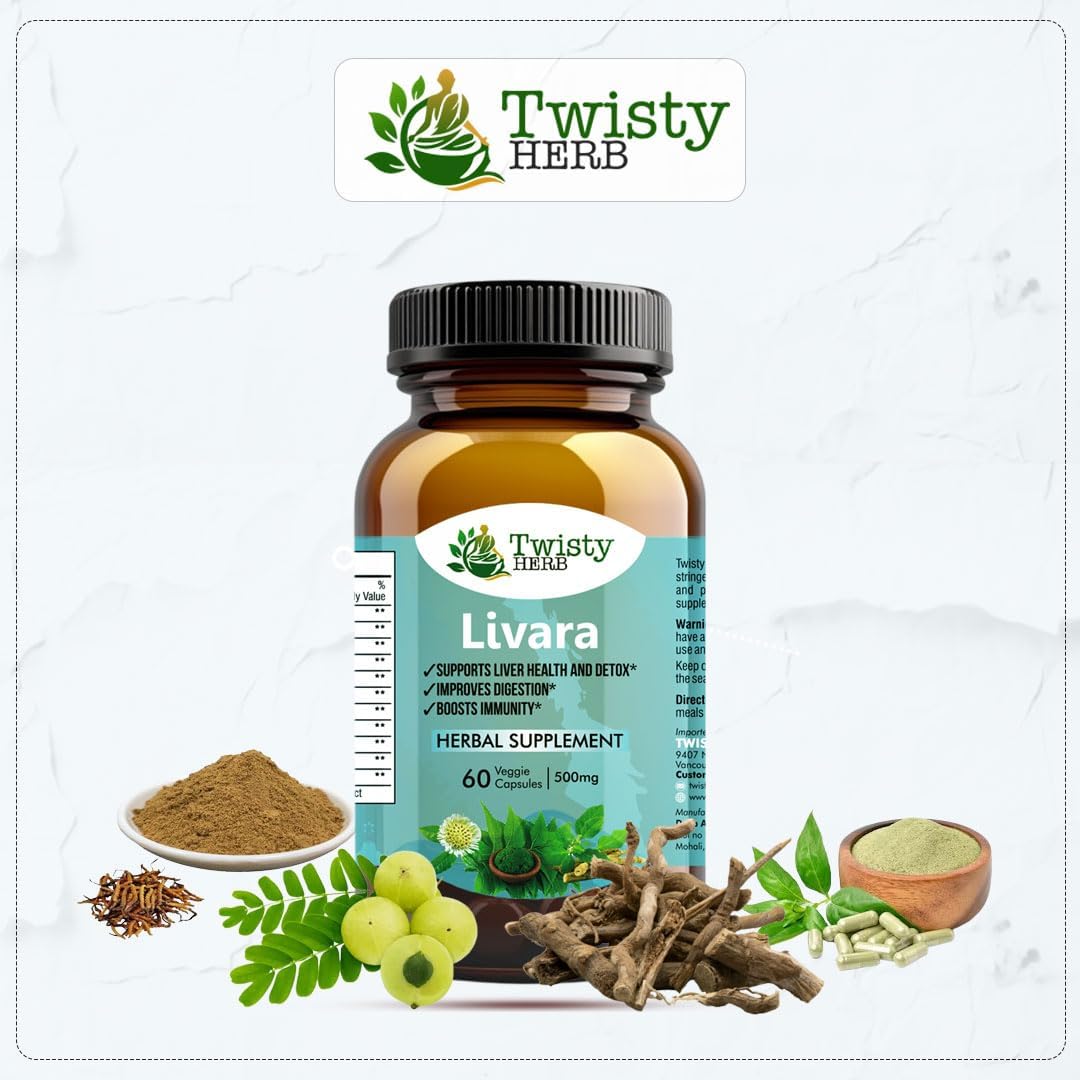 Twisty Herb- Livara Herbal Supplement for Liver Health and Detox, 500mg, 60 Veggie Capsules, Vegan, Ayurvedic-Naturopathic Dietary Supplement. - Image 5