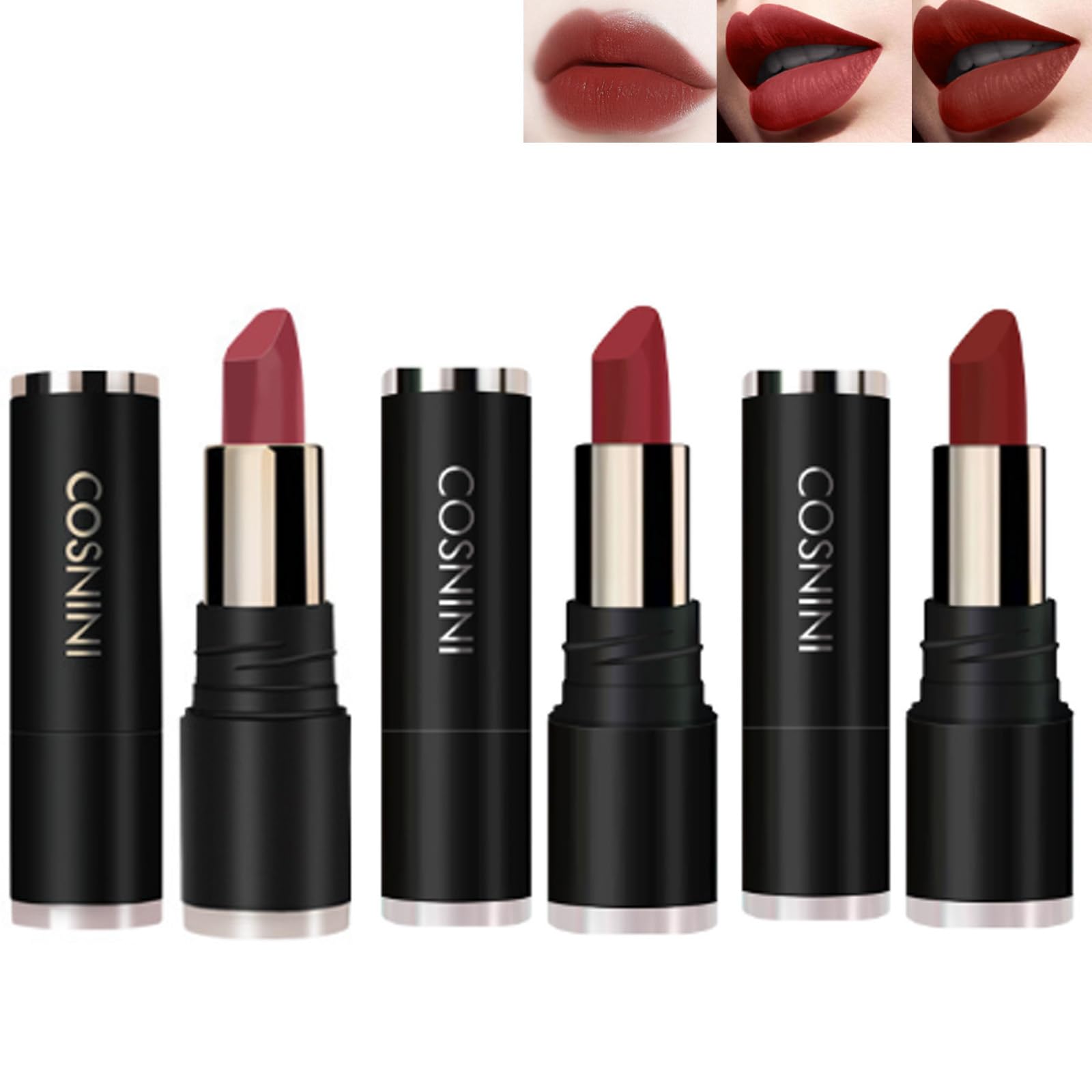 COSNINI Lipstick Waterproof, Cofpecialize Cosnini Lipstick, No Stain On Cup Non-Fading Moisturizing LipLipstick (201#09#202#)