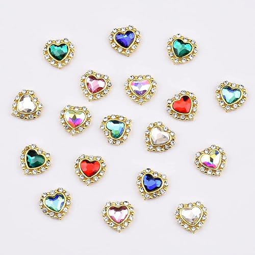 Miniatura 5 de 30 piezas de piedras preciosas con forma de corazón brillante, decoración de uñas, decoración de uñas, decoración de salón de manicura, ornamento de