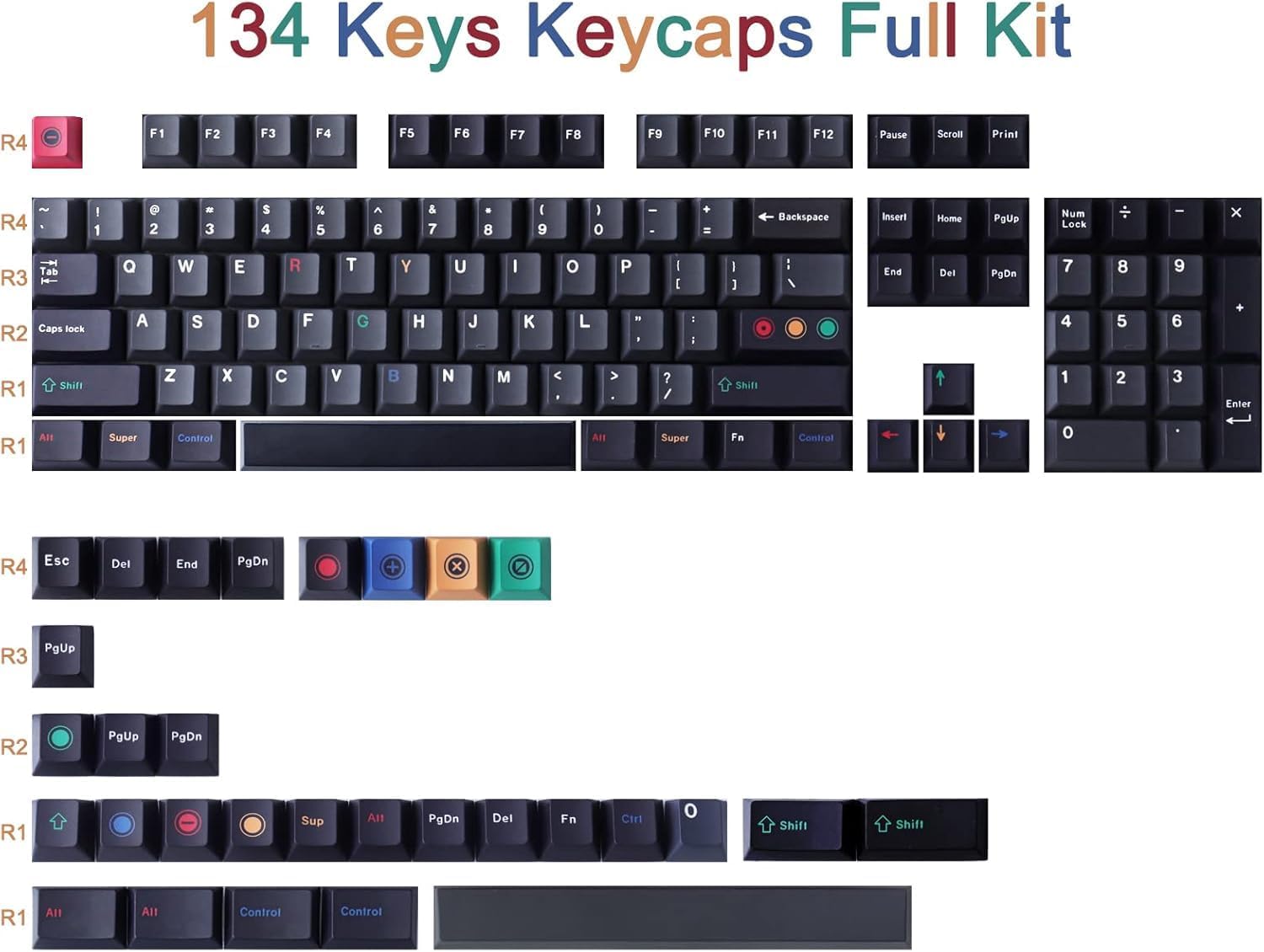 PBTキーキャップ、134キーチェリープロファイルキーキャップカスタムキーキャップダイサブキーキャップ61/64/68/98/104