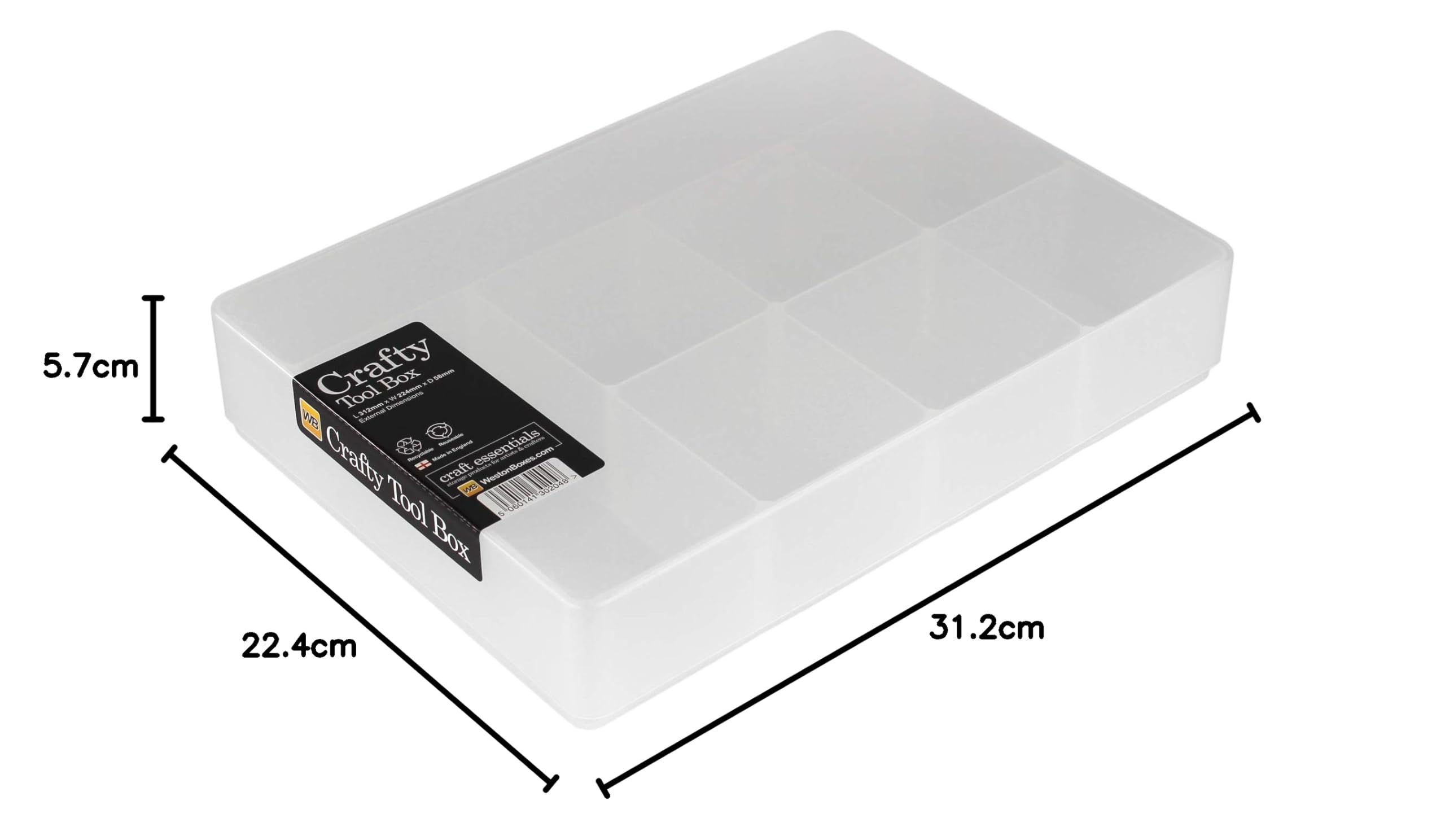 WestonBoxes Caja de Herramientas Crafty - Caja de Almacenamiento para Materiales de Arte con Divisores y Compartimentos Fijos (Paquete de 1)