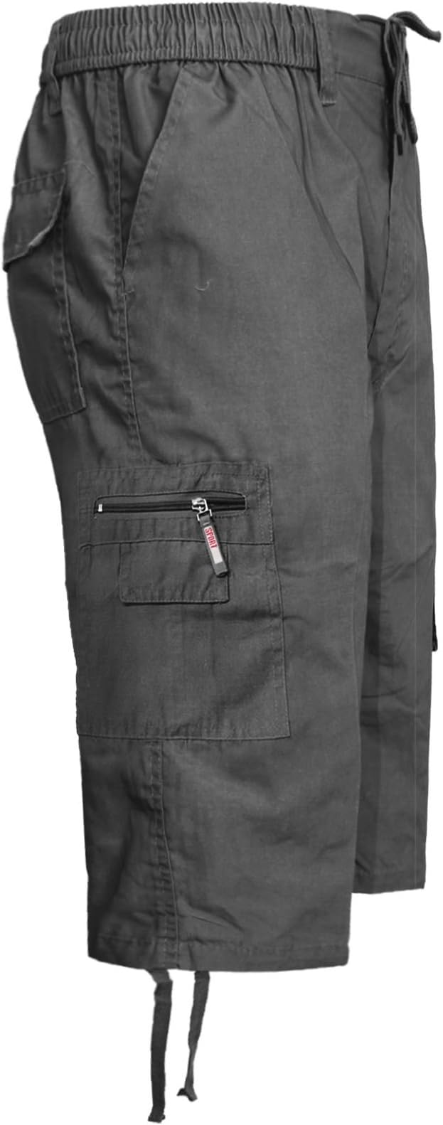 westAce Mens Elasticated Waist Smart Casual Summer Plain Cargo Long 3/4 Shorts Pants