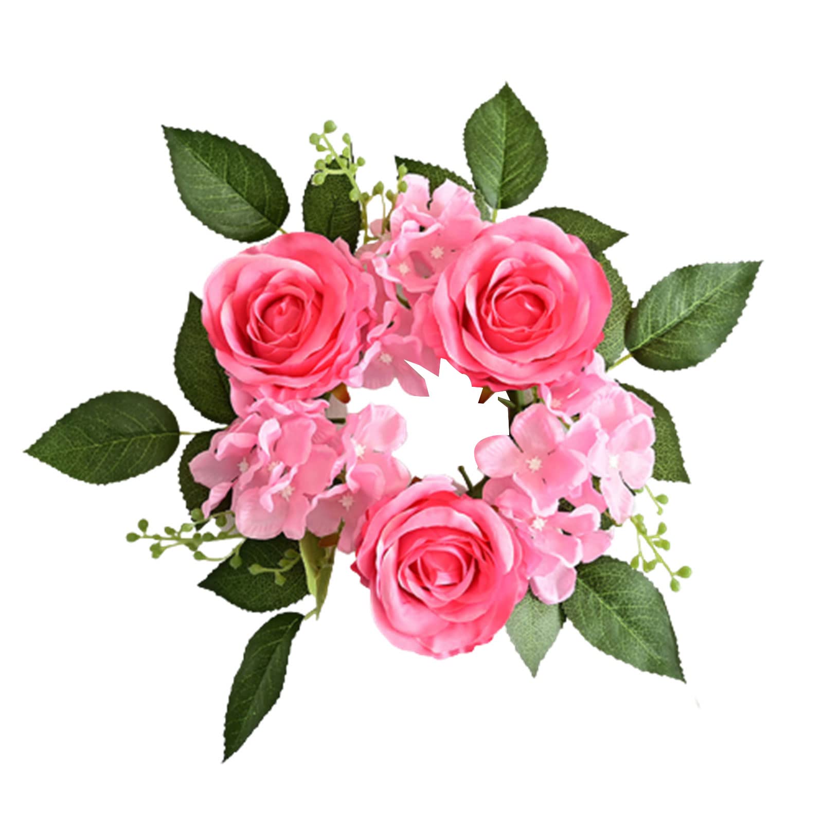Tsophreniq Artificial Rose Flower Rings Wedding Wreath Holder for Christmas Birthday Party Holiday Home Decorations Floral Rings Wreaths