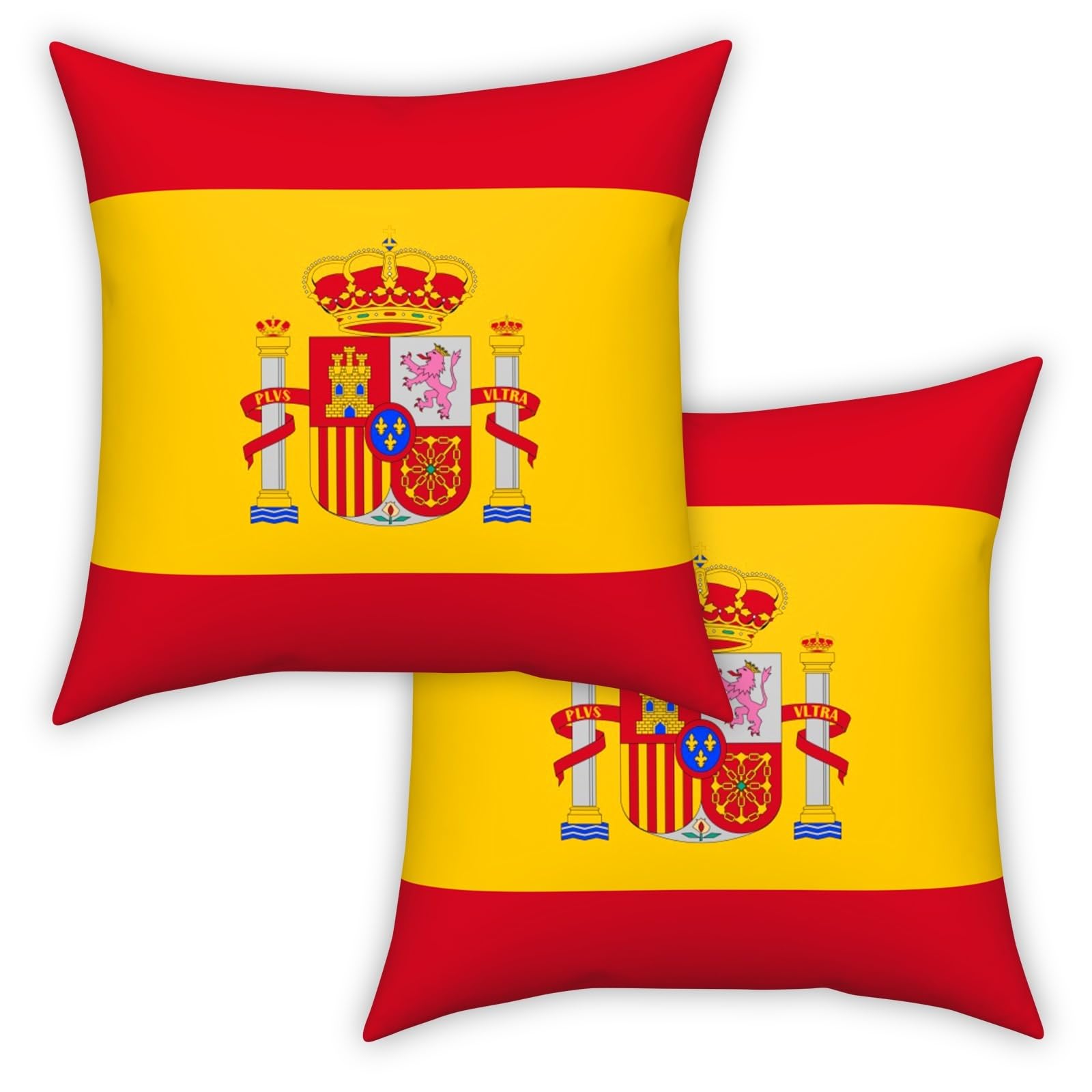 ggaimwf Spain Flag Cushion Cover National Flag Cushion Cases Patriotic Pillow Velvet Pillow Covers Home Decorative Throw Pillowcase with Invisible Zip Chair Bedroom Living Room 60x60cm Set of 2
