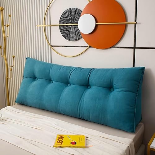 Almohada grande para cabecero triangular, color verde azulado, con cuña, reposo en cama, almohada de lectura, respaldo de posicionamiento, cojín con