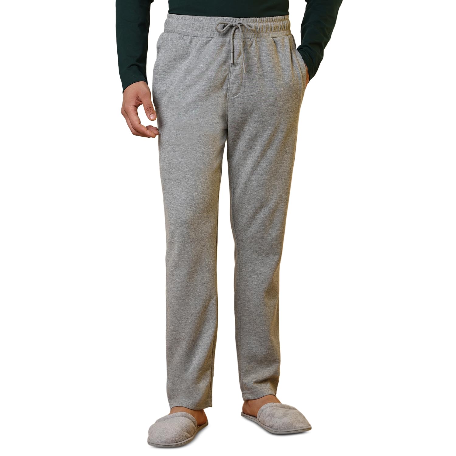 sleepz by raymond Men Flat Front Regular Fit Solid Pattern Cotton Polyester Blend Trackpant (Size: S)-AHPA00011-G2 Light Grey-picture-26