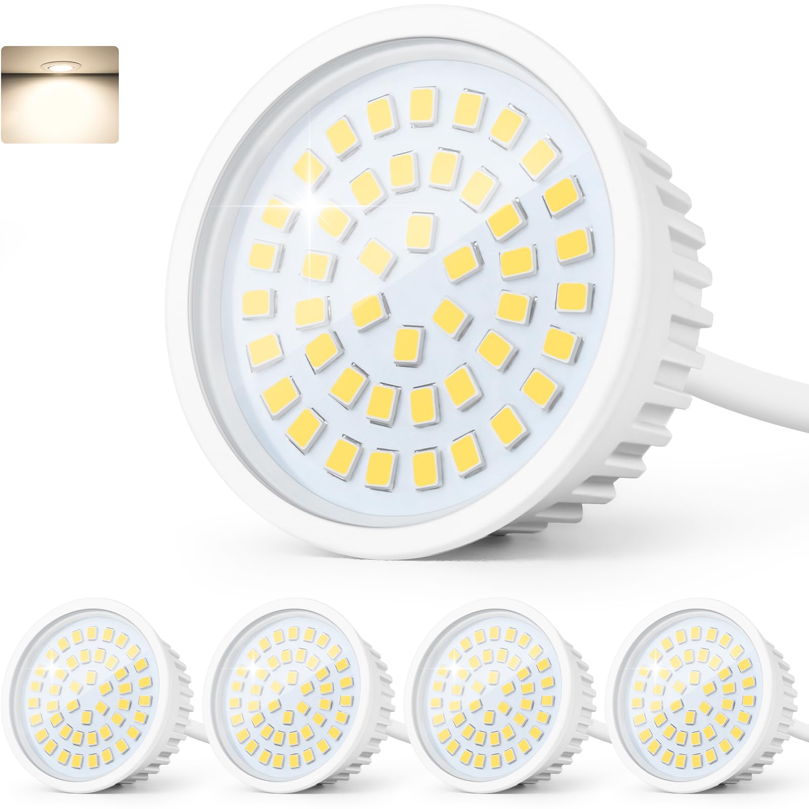GeyouLux LED Module 230V Ultra Flat ø50x23mm for Recessed Spotlights Surface-Mounted Spotlights - 6W 600LM IP44 120° Beam Angle 4000K Neutral White - Replacement MR16/GU10 Light Bulbs - 4er Set