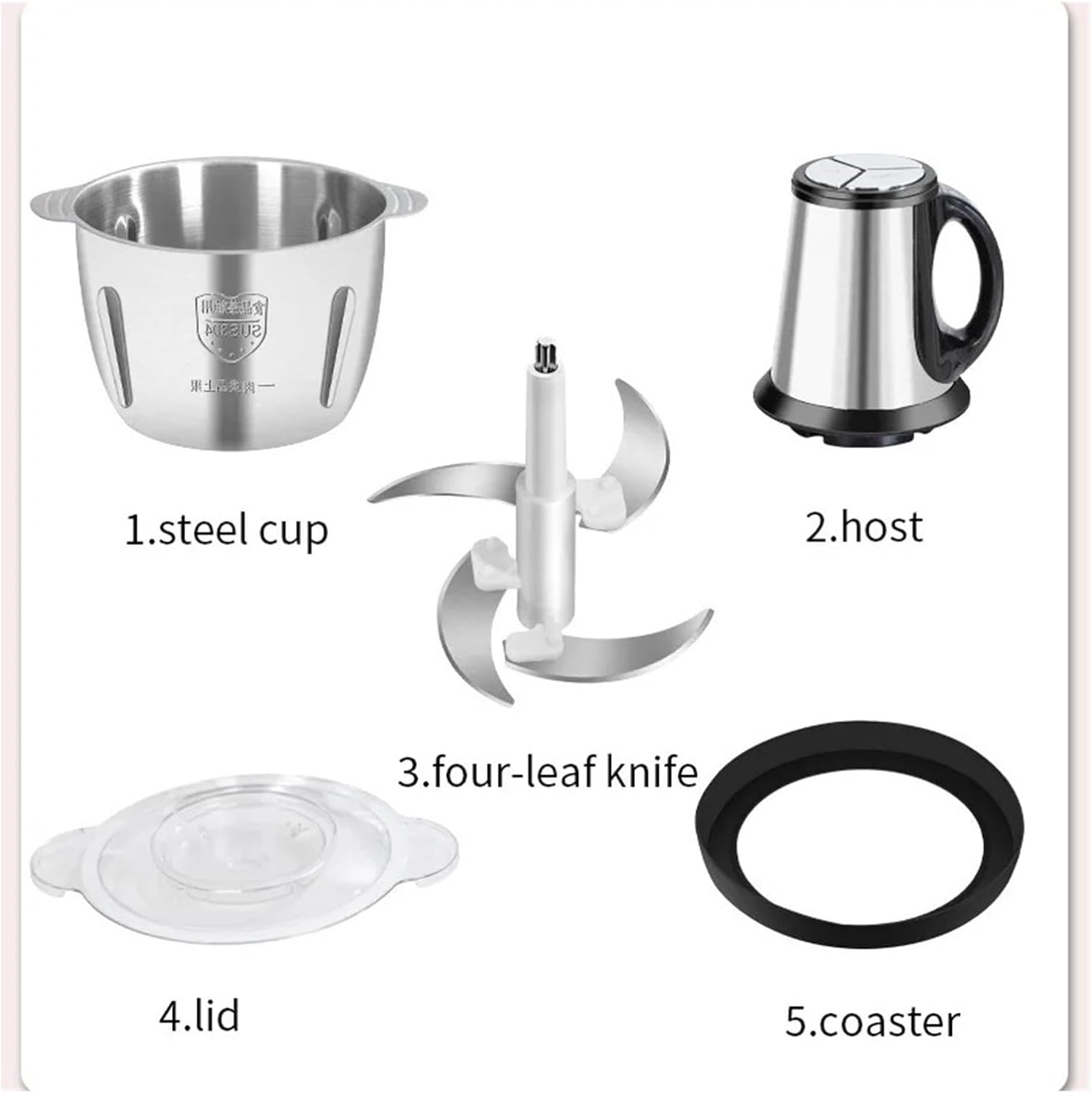 3L Meat Grinder Stainless Steel Large Capacity Multifunctional Auxiliary Food Machine 3 Gears Adjustment