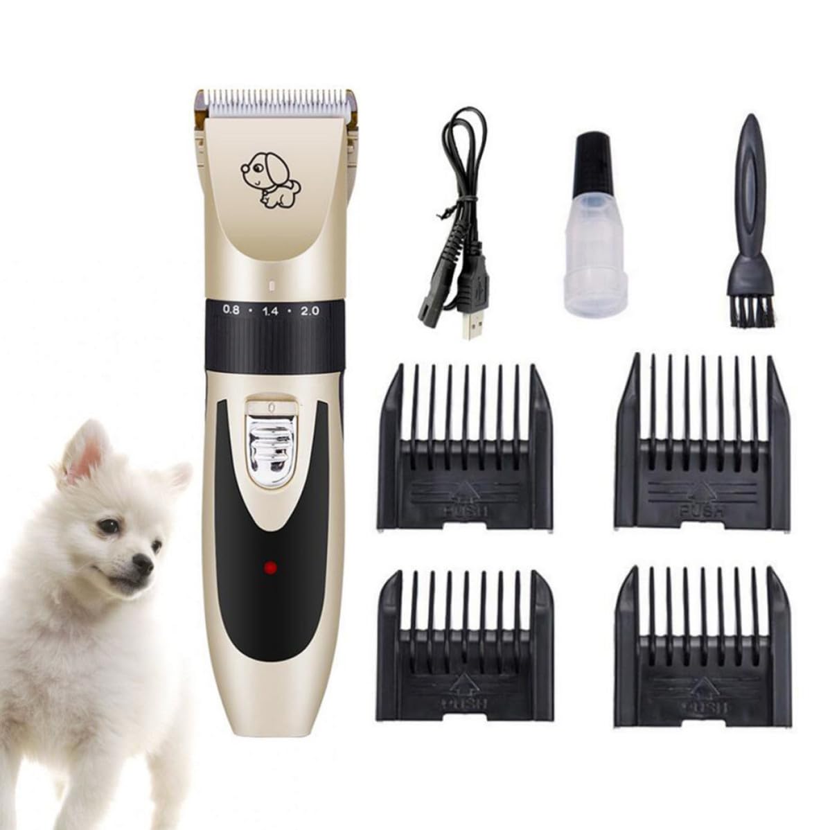 Cortapelos para Perros y Gatos Diseño Ultrasilencioso y Carga Usb, Recortador Eléctrico Profesional para Peluquería de Mascotas Batería de 1200mah y Carcasa Abs
