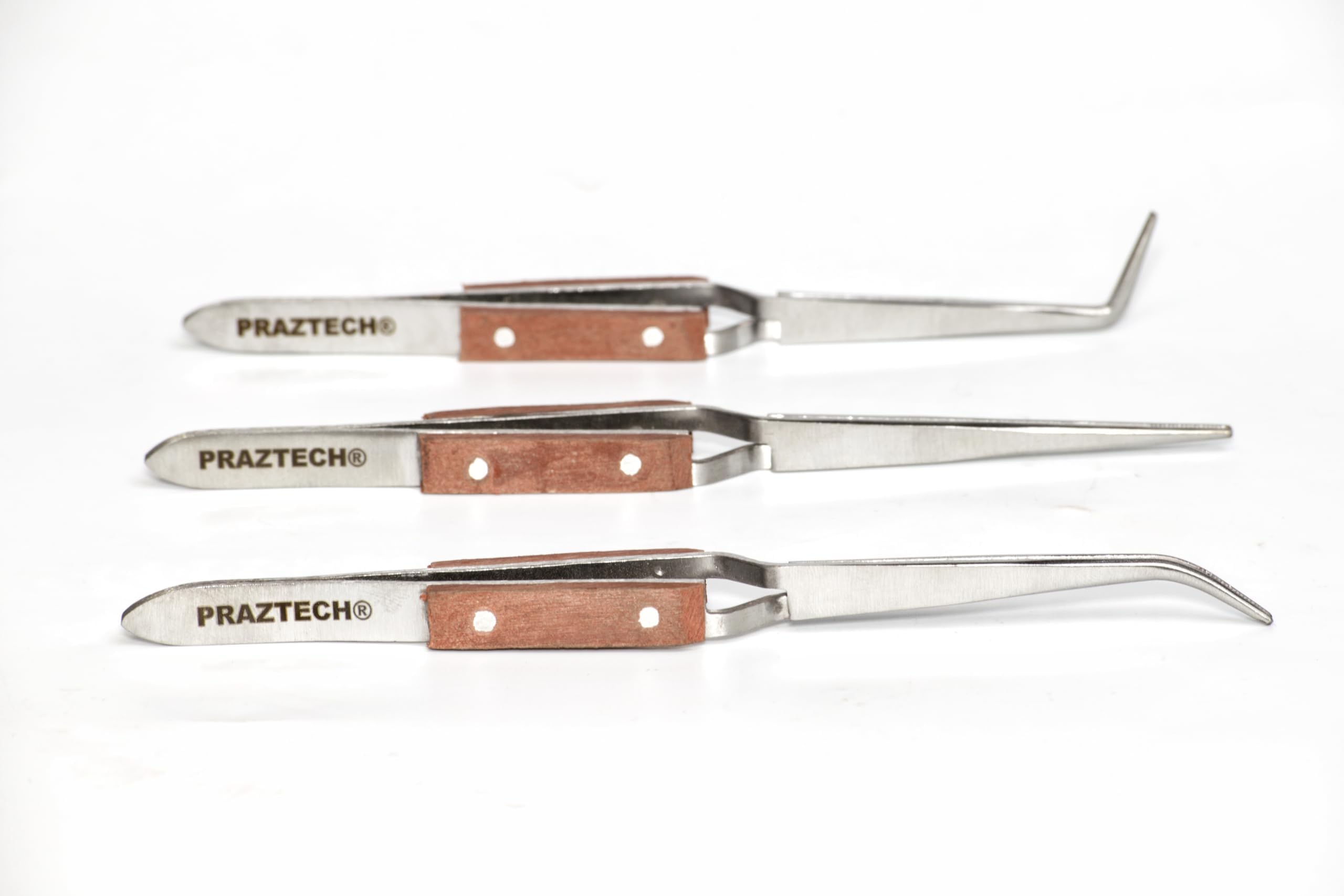 Heat Insulated 3 Angled & Straight Self Locking Soldering Tweezers - Watch | Jewellers | Hand Free Cross Lock Set