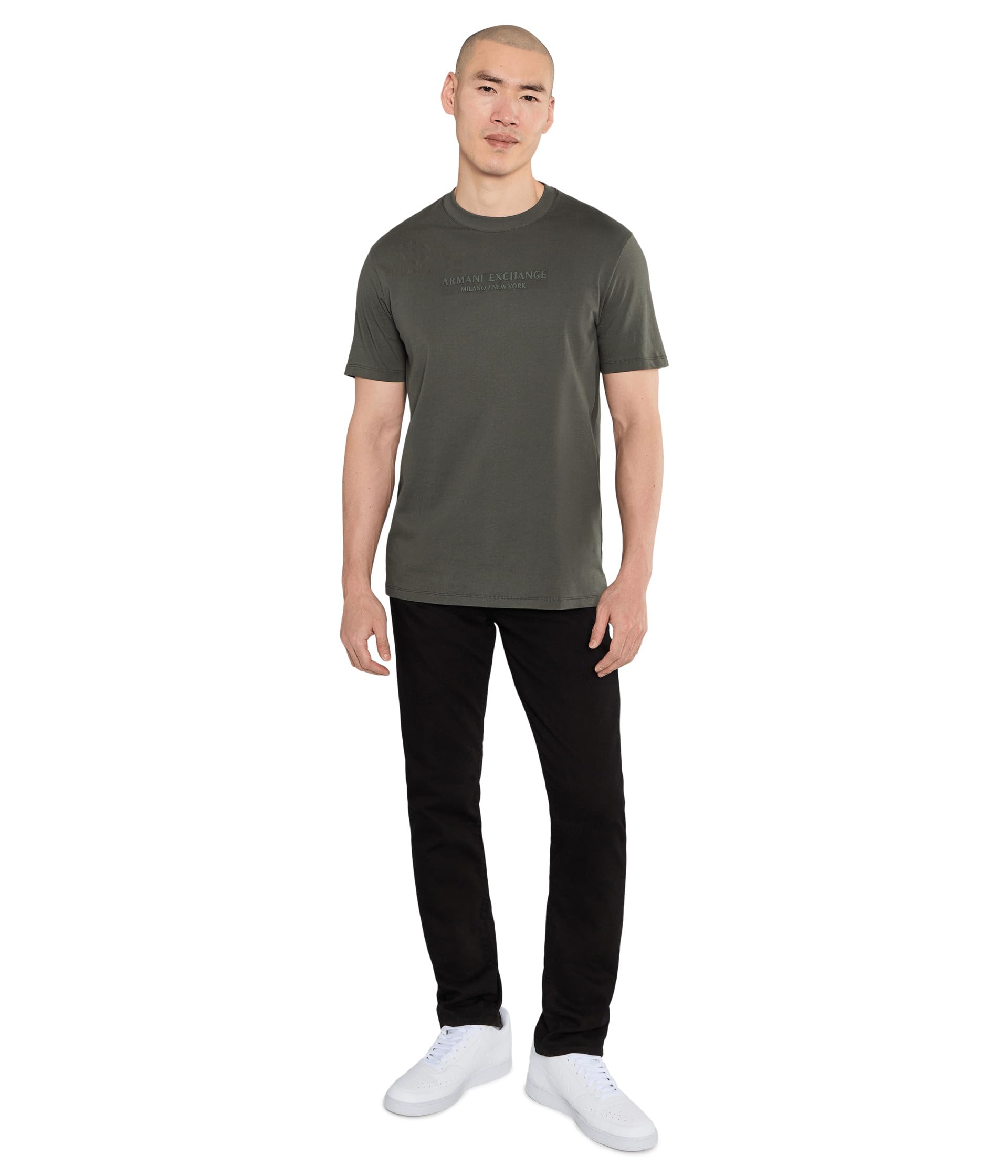 Armani Exchange Short Sleeve Front Milano-New York Logo Lettering Camiseta para Hombre
