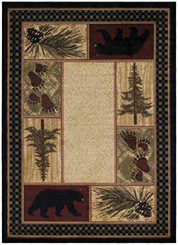 Rustic Lodge Black Bear 2x3 Area Rug, 2'2x3'3