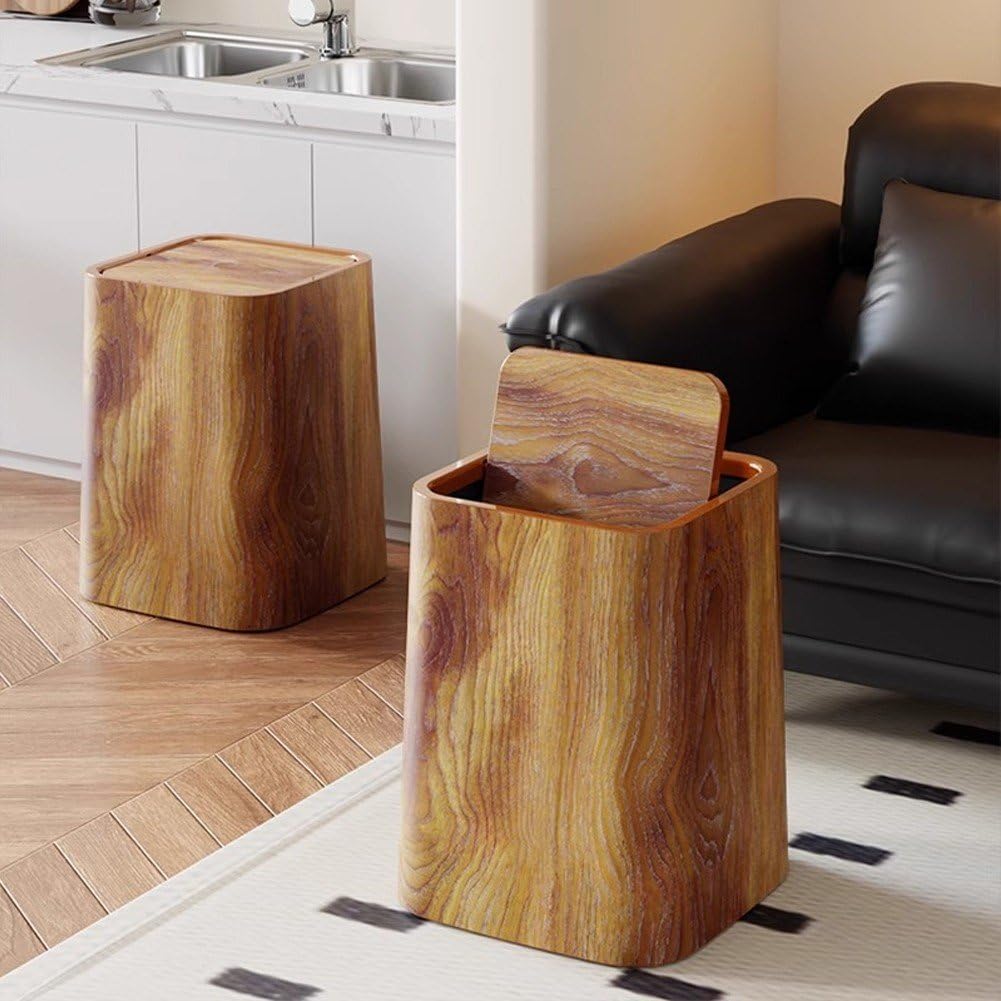Pattumiera in Grano di Legno, Cestino per Spazzatura della Fattoria Bidone della Spazzatura retrò Pattumiera per Casa Ufficio Soggiorno Bagno 'Hotel