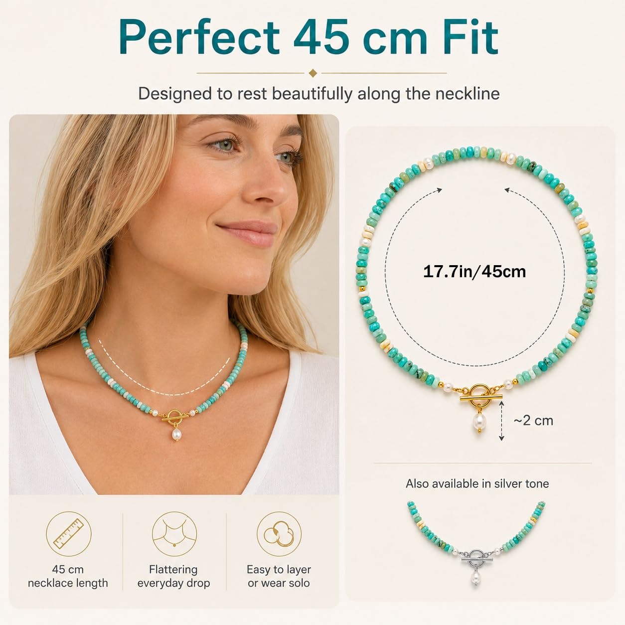 Türkiskette Natürliche Perlen Handgefertigt Damen Schmuck Geschenkbox
